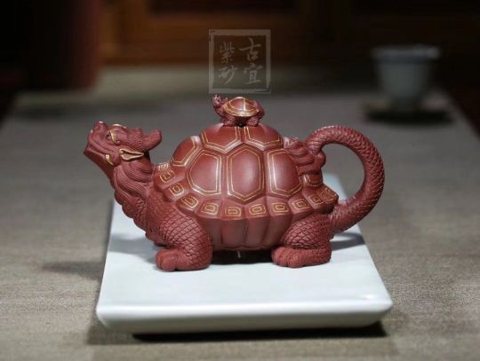 《金龜出?！芬伺d紫砂壺高級工藝美術師純手工底槽青創新壺茶壺紫砂茶具