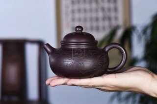 《容天》宜興純手工紫砂壺容天全手工花器80目紫泥泡茶壺  《容天》宜興純手工紫砂壺容天全手工花器80目紫泥泡茶壺