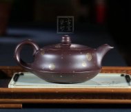 《平湖秋月（描金款）》宜興紫砂壺手工工藝美術師大師收藏級茶壺紫泥