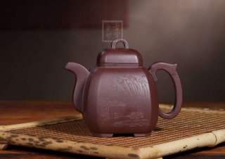 《山水詩韻-福臨八方》宜興紫砂壺工藝美術師手工底槽青  《山水詩韻-福臨八方》宜興紫砂壺工藝美術師手工底槽青