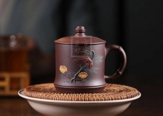 《雀竹杯》宜興紫砂壺實力派名家手工黃龍山紫泥泡茶壺茶具  《雀竹杯》宜興紫砂壺實力派名家手工黃龍山紫泥泡茶壺茶具