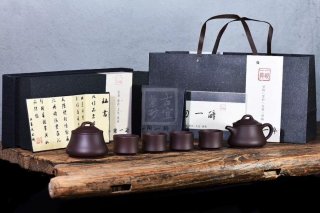 《飲瓢套組》茶具茶壺宜興手工紫砂壺紫泥  《飲瓢套組》茶具茶壺宜興手工紫砂壺紫泥