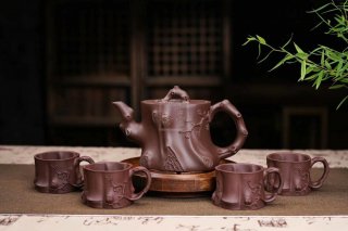 《梅樁套組》宜興純手工紫砂壺梅樁全手工花器紫泥泡茶壺  《梅樁套組》宜興純手工紫砂壺梅樁全手工花器紫泥泡茶壺