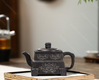 鑲銀方尊壺  鑲銀方尊壺